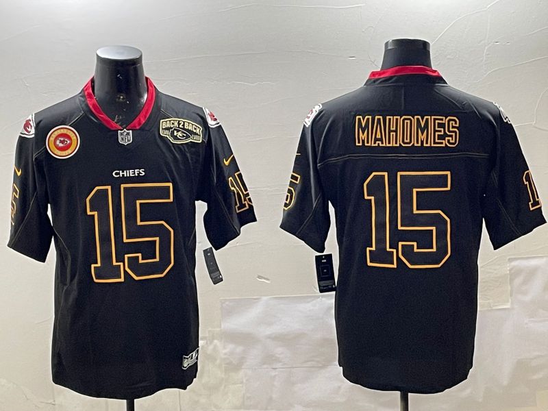 Men Kansas City Chiefs #15 Mahomes Black 2025 Nike Limited NFL Jersey style 6